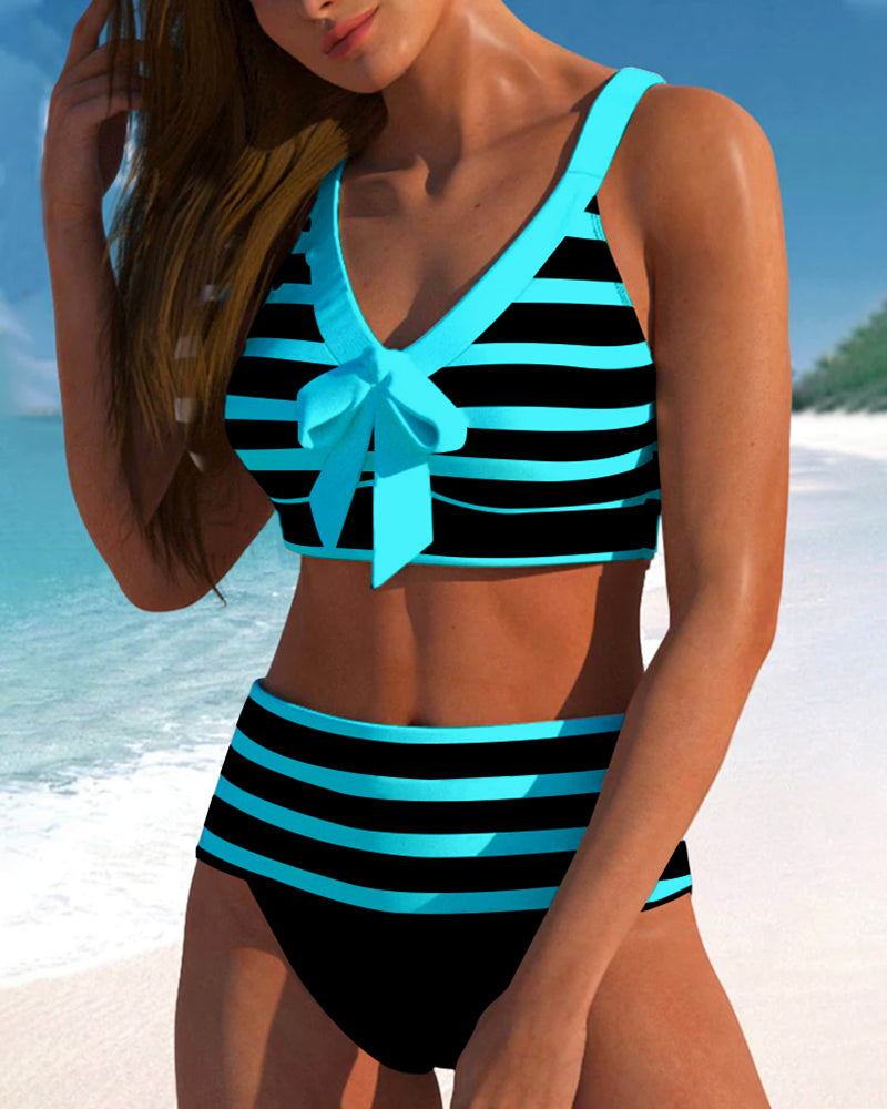 Martina™ | Bikini s vysokým pasem a pruhy