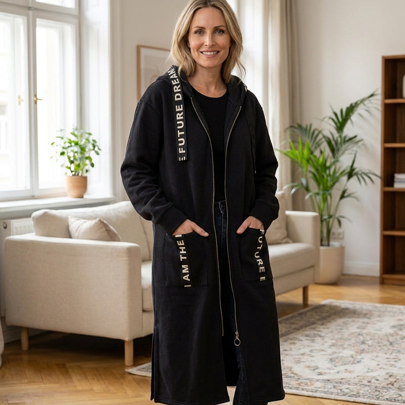 Adéla | Fleecový oversize kabát s kapucí
