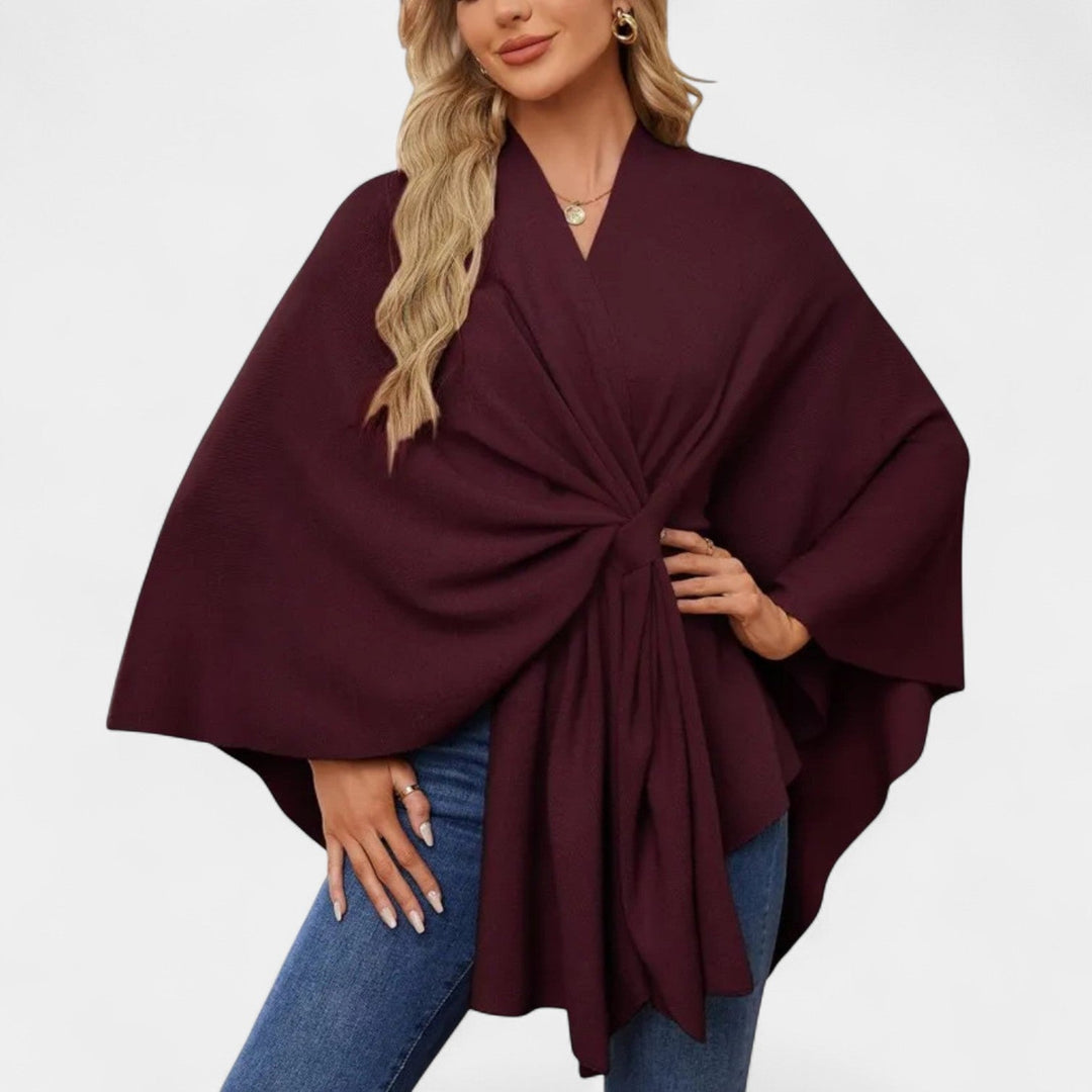 Daniela – Elegantní pončo s jemným spadením a mašlí