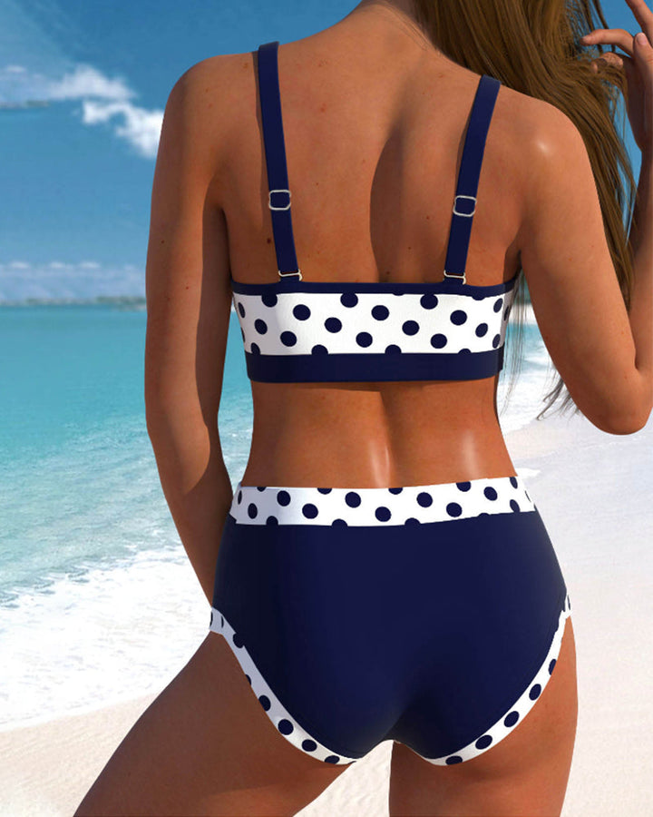 Natalia™ | Bikiny s vysokým pasem a pruhovaným patchwork designem