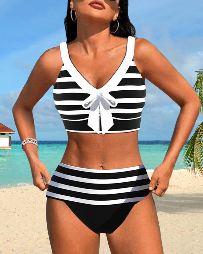 Martina™ | Bikini s vysokým pasem a pruhy