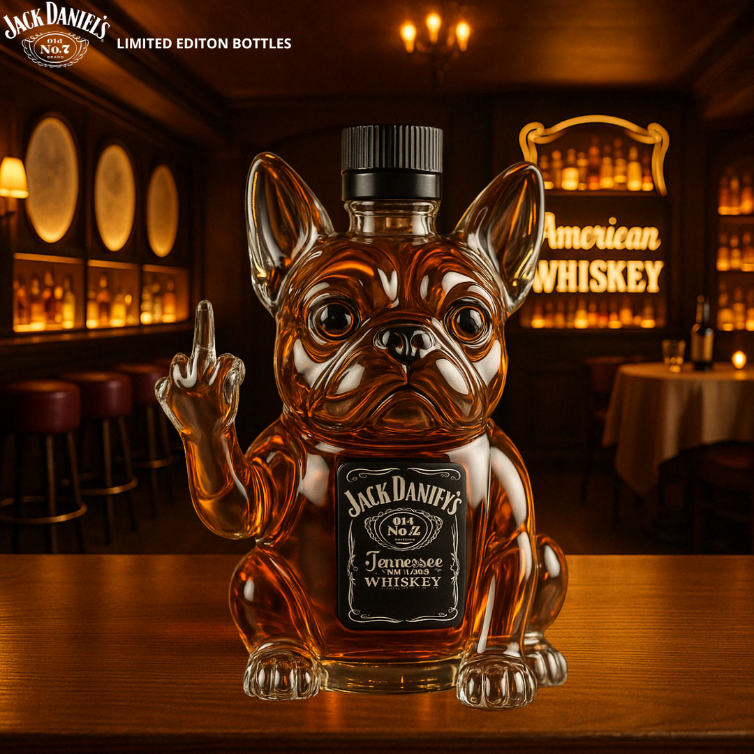 Komická láhev whisky ve tvaru psa