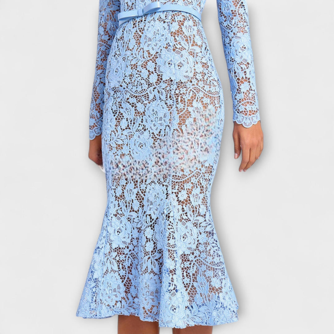 Freya - Elegantní midi šaty z květinové krajky