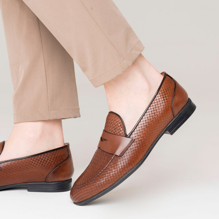 Mocasín Ancho pro Muže z Tkané Kůže