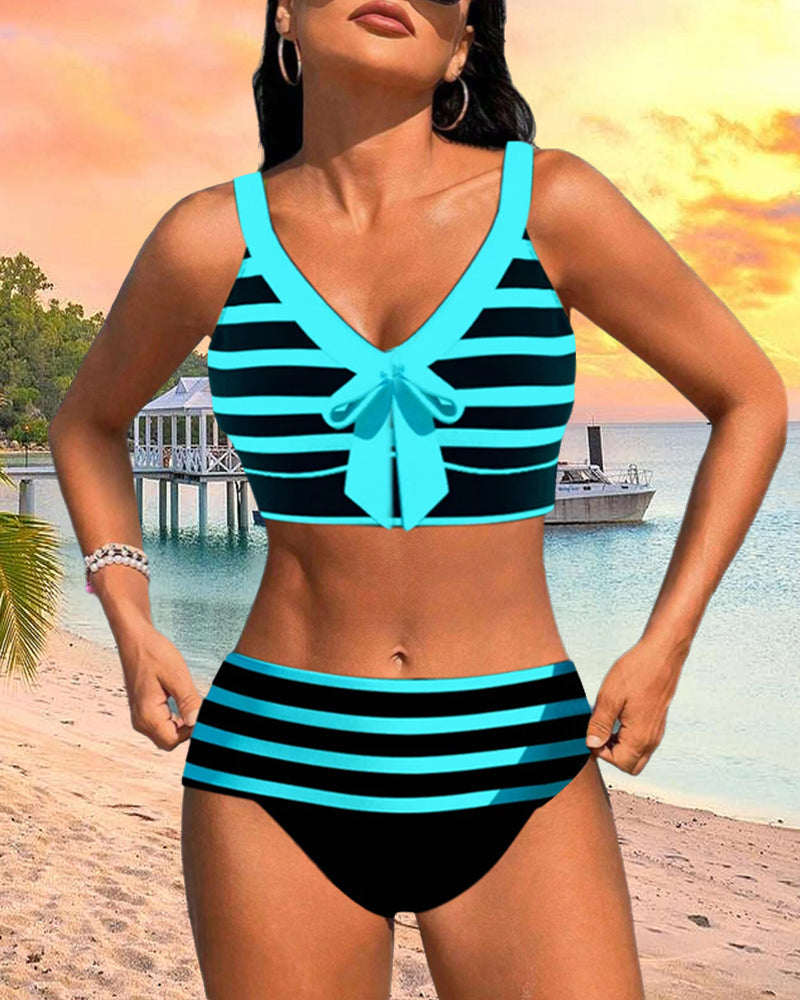 Martina™ | Bikini s vysokým pasem a pruhy