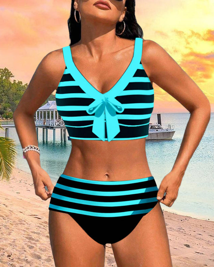 Martina™ | Bikini s vysokým pasem a pruhy