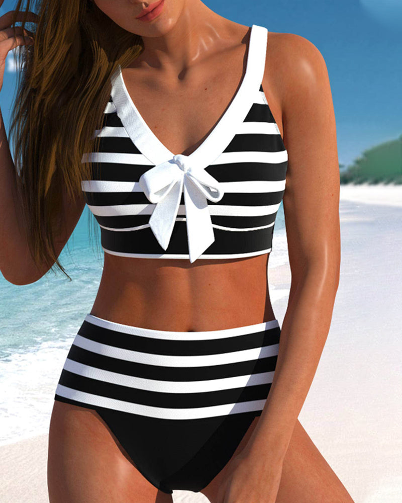 Martina™ | Bikini s vysokým pasem a pruhy