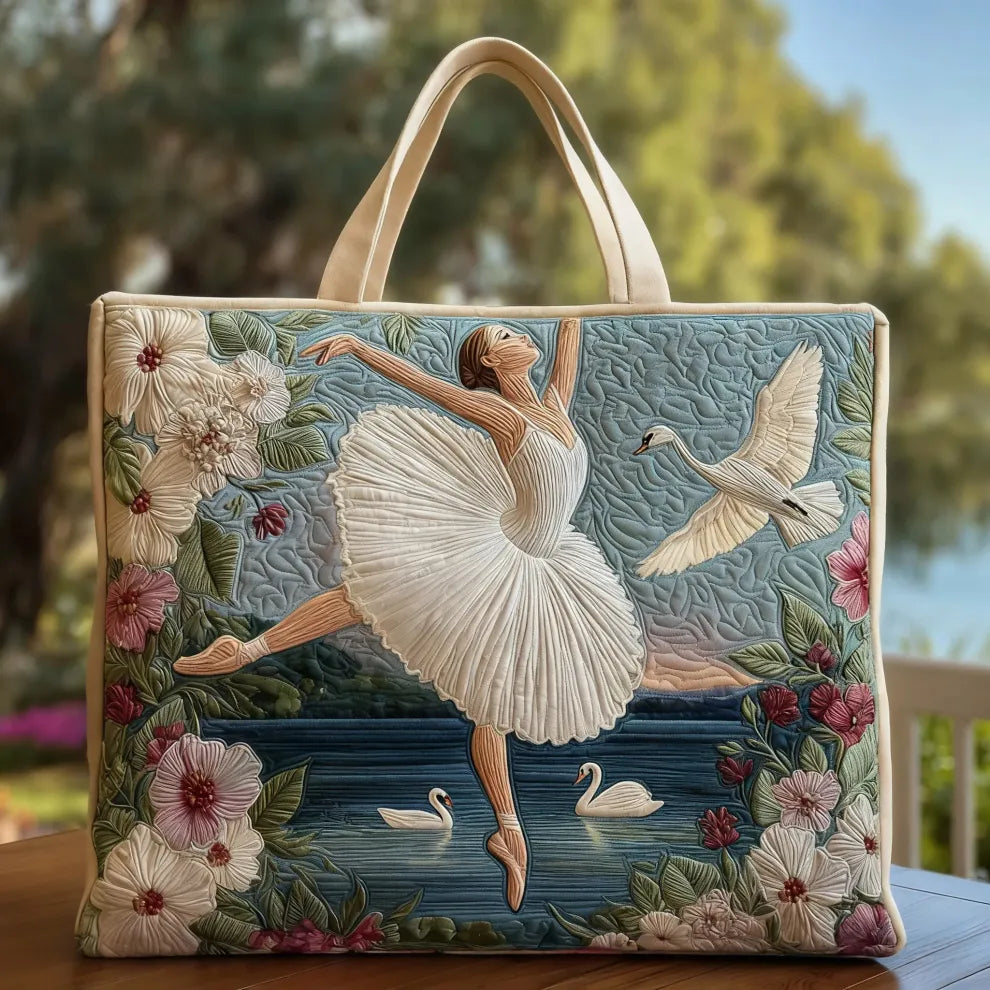 Elegantní baletní labuť | Ručně šitá prošívaná taška