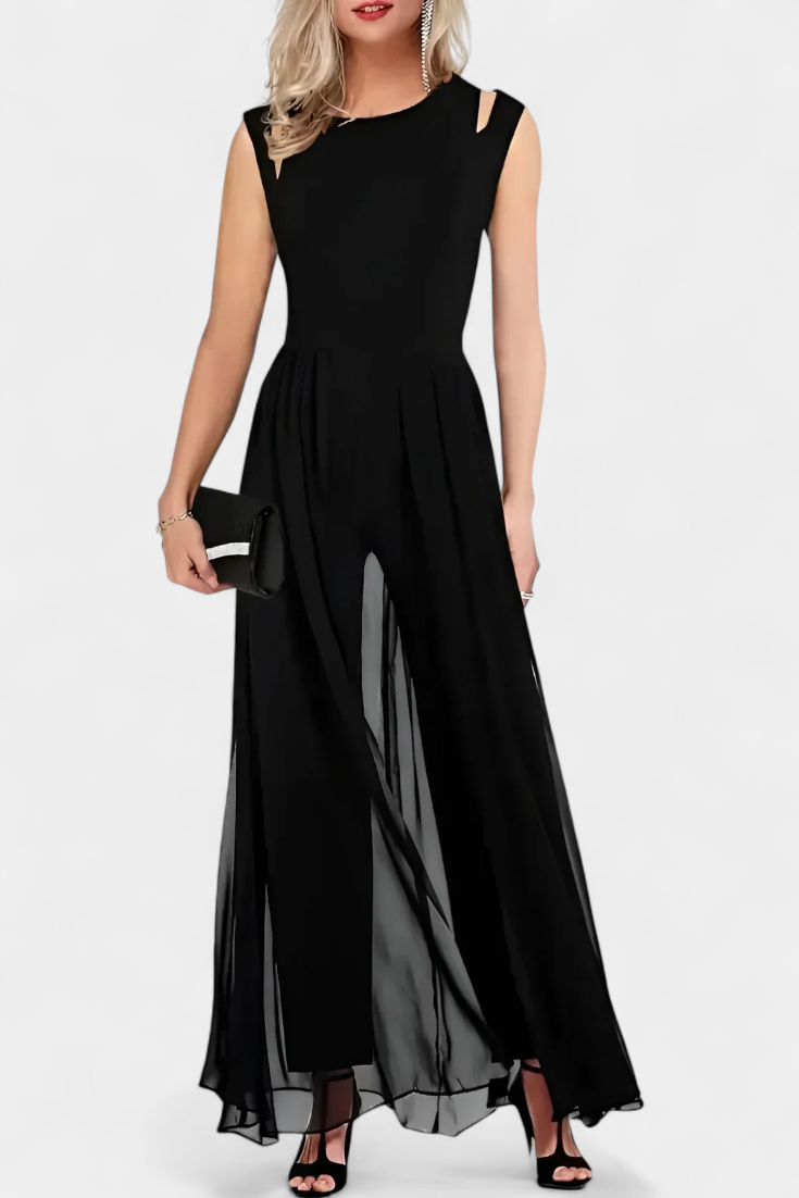 Nadia Mono Elegante bez Rukávů s Přední Průsvitností