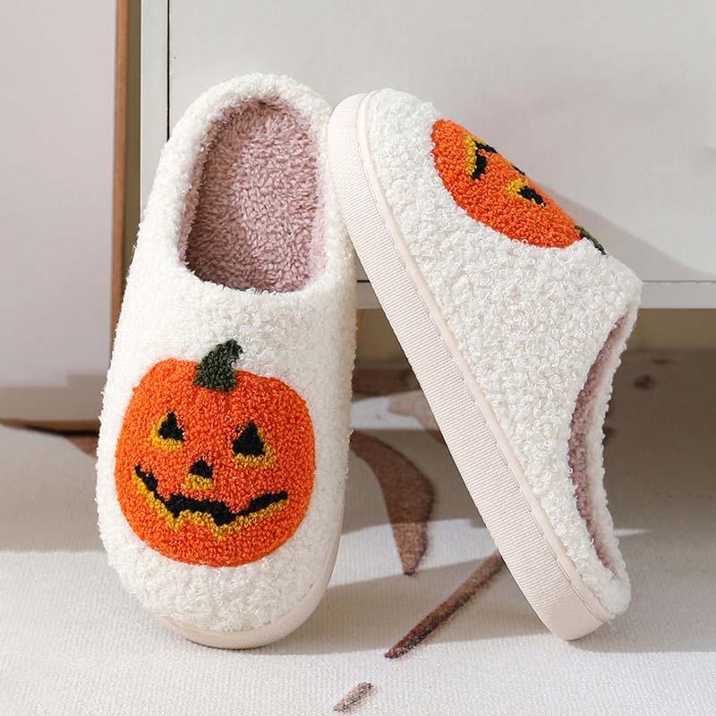 Dýňové Plyšové Pantofle na Halloween