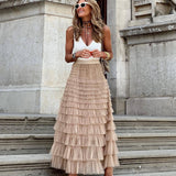 Johana - Elegantní maxi sukně s vícevrstvým designem