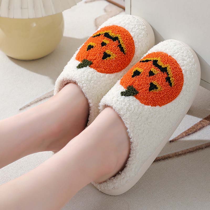 Dýňové Plyšové Pantofle na Halloween
