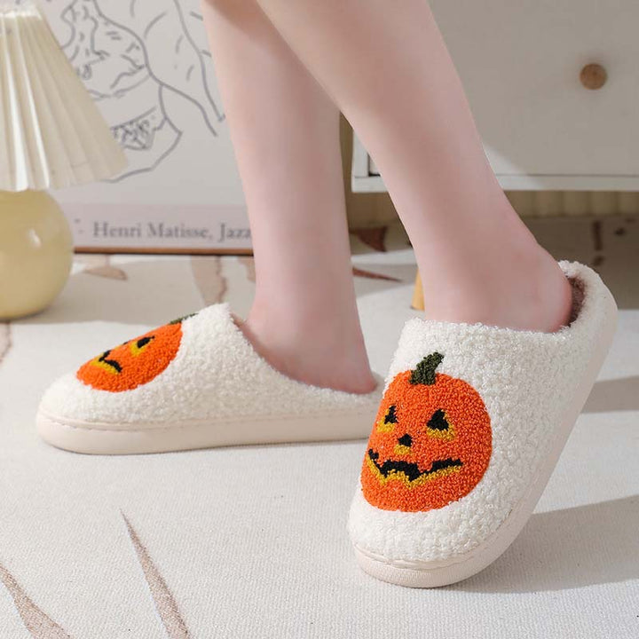 Dýňové Plyšové Pantofle na Halloween
