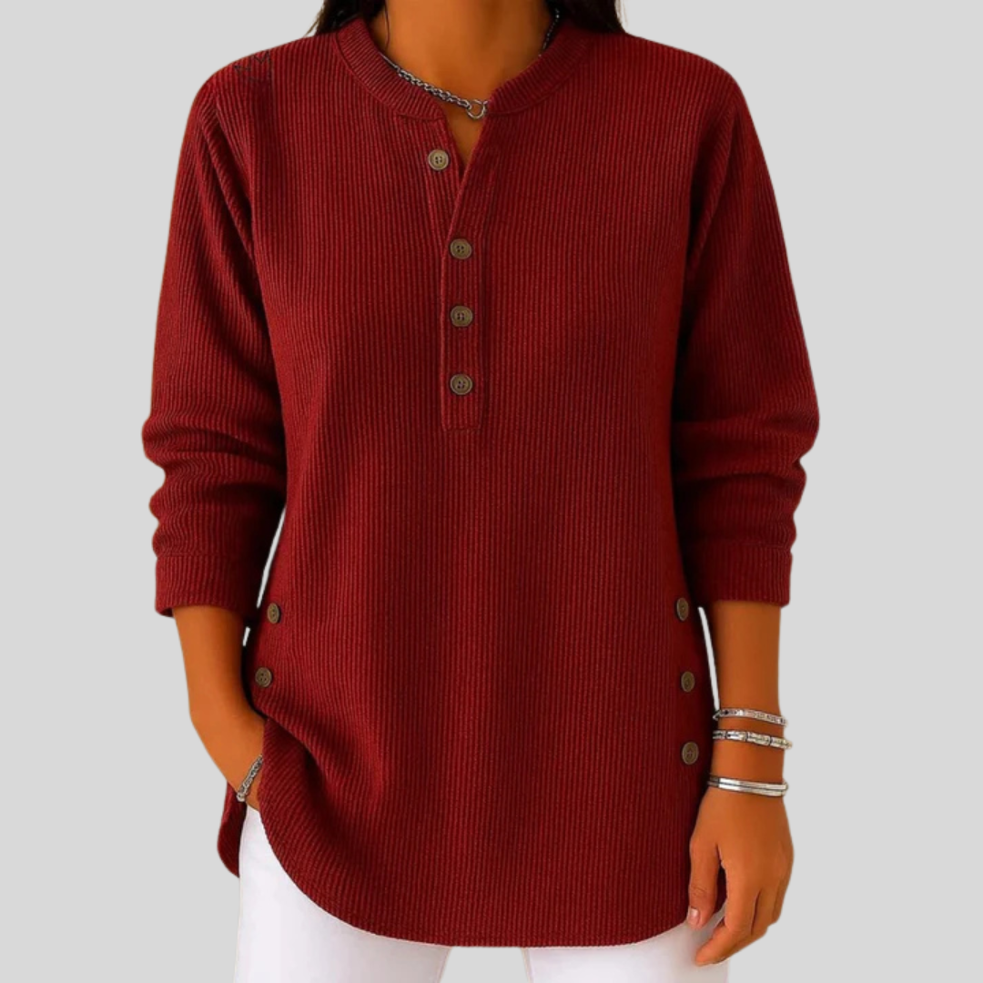 Klára | Dámský žebrovaný pulovr s knoflíky