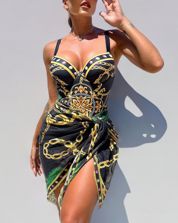Valeria™ | jednodílné plavky s push-up efektem a odpovídající plážovou sukní