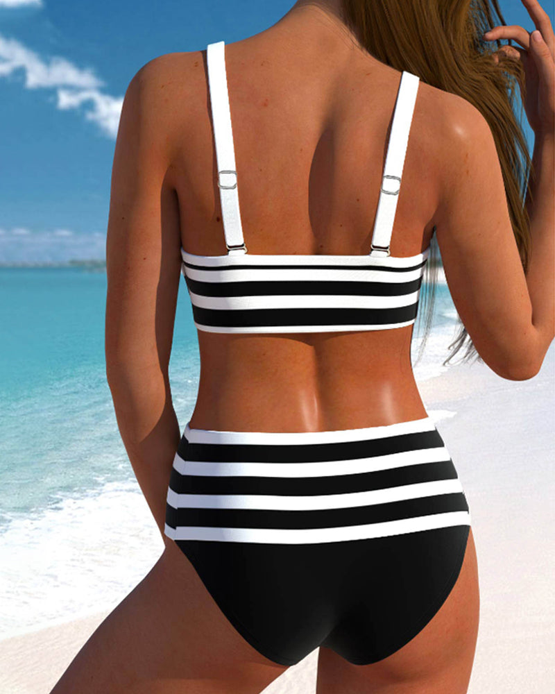 Martina™ | Bikini s vysokým pasem a pruhy