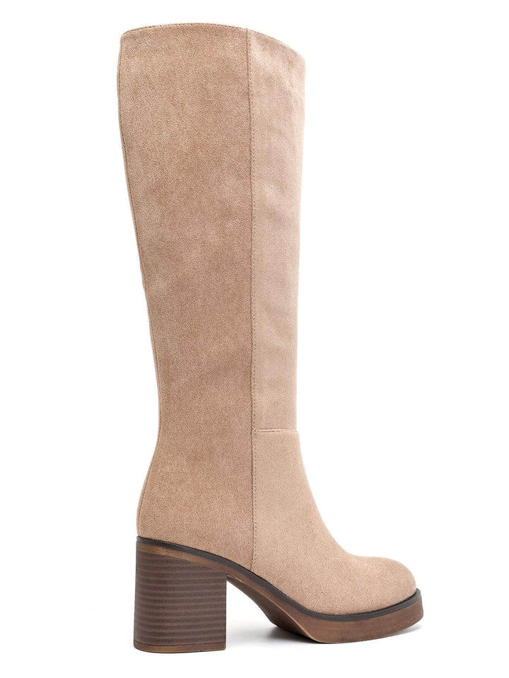 Eliška | Elegantní kozačky s blokovým podpatkem – Taupe