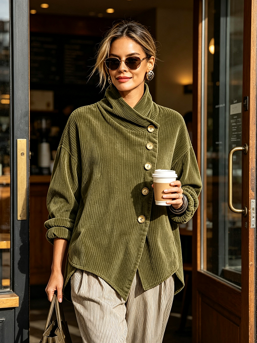 Silvie - Oversized kabátek s překládaným límcem a knoflíky