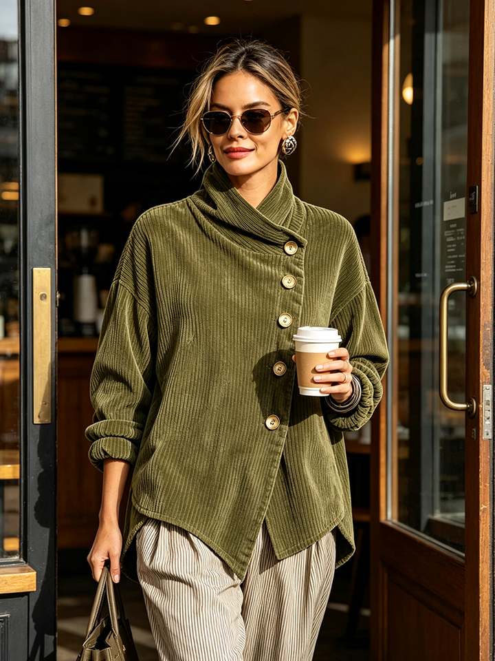 Silvie - Oversized kabátek s překládaným límcem a knoflíky